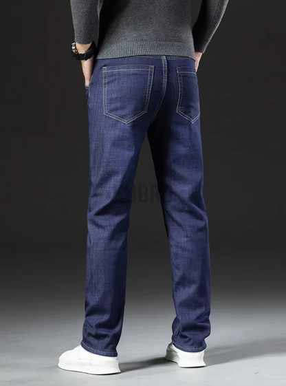 Raka herrbyxor i lammskinnsdenimmodell 7