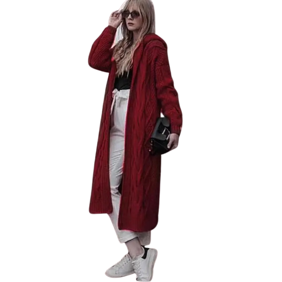 Twist Stickad Hooded Cardigan för kvinnor