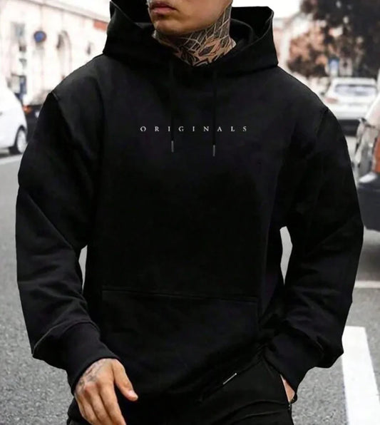 Hoodie Män Stilren Design Mjukt Material Avslappnad Passform-1
