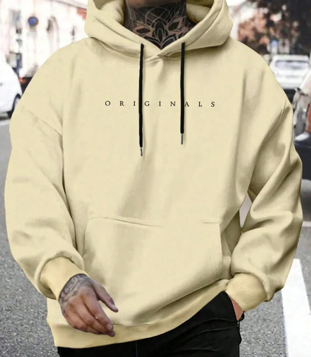 Variant image for Hoodie Män Stilren Design Mjukt Material Avslappnad Passform-8