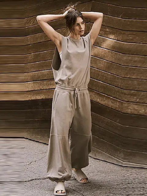 Variant image for Dam Jumpsuit Avslappnad Stil med Dragsko och Öppen Rygg Polyester-15