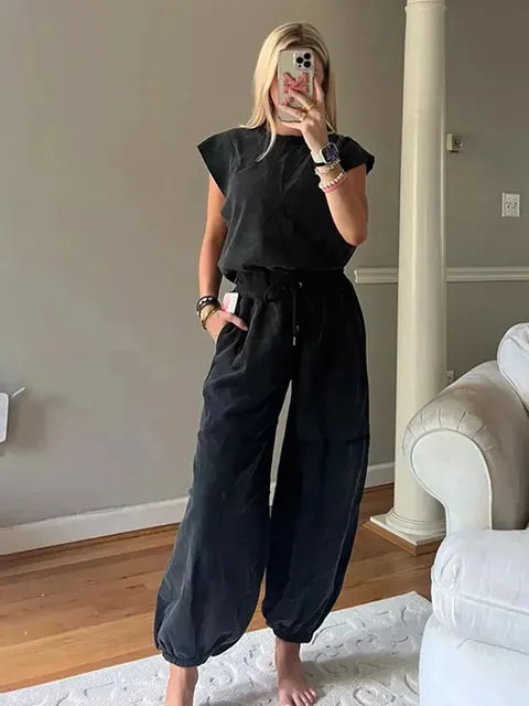 Variant image for Dam Jumpsuit Avslappnad Stil med Dragsko och Öppen Rygg Polyester-36