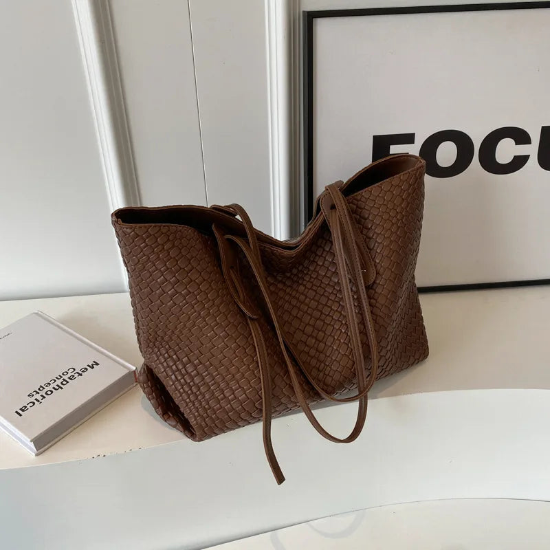 Dam Axelväska Flätad Konstläder för Dagligt Bruk 6