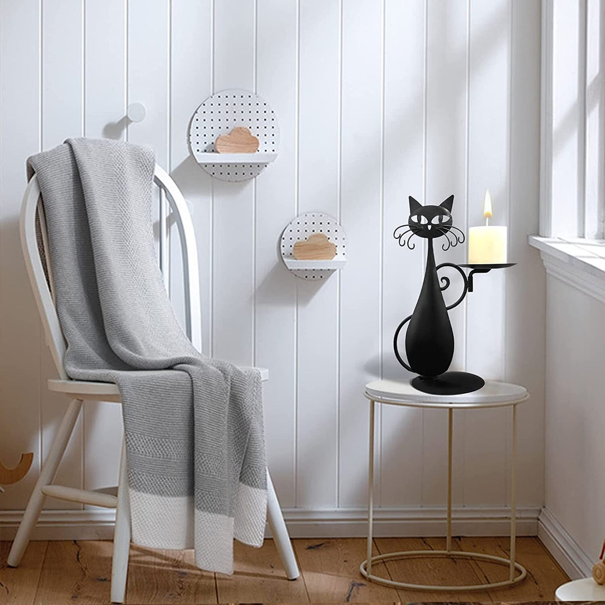 Svart katt Ljusstake