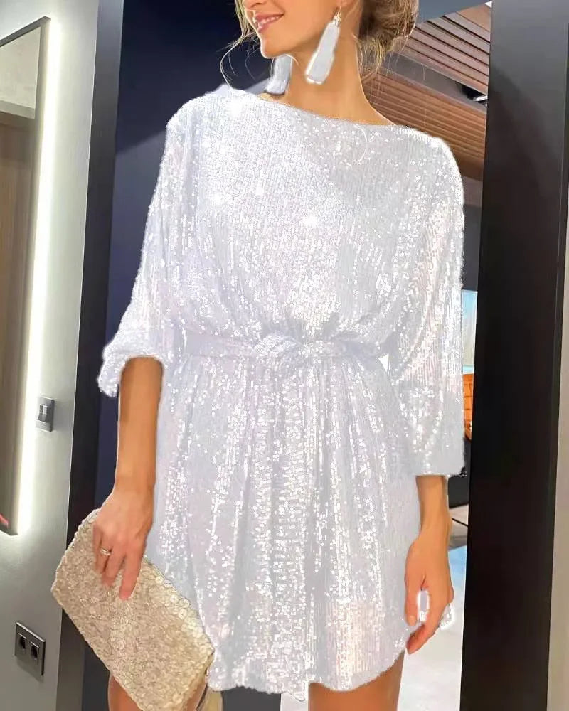 Festklänning Dam Glamour med Glittrande Paljetter i Polyester 2