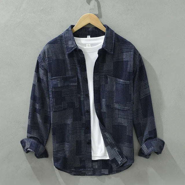 Herrskjorta Modern Patchwork Andningsbar Bomull Polyester 5
