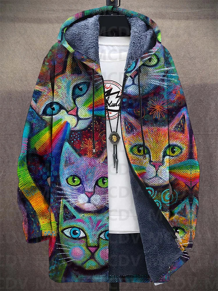 Variant image for Dam Kappa Mysig Fleece Kattmönster Loose Fit-22
