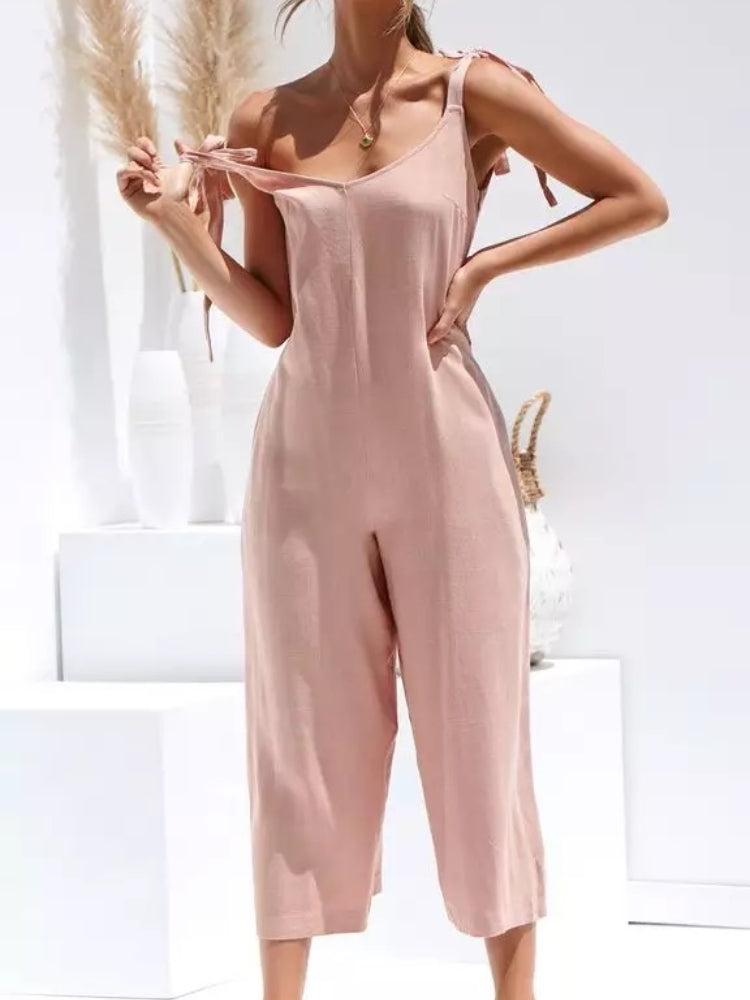 Variant image for Dam Jumpsuit Luftig Ärmlös Bred Silhuett Lätt Material-13