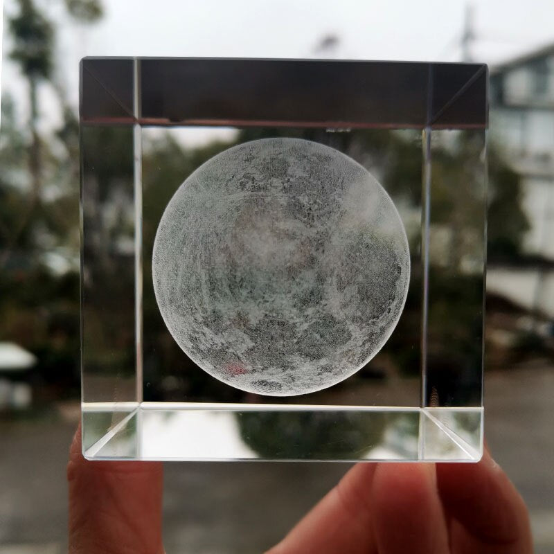 Kristallkub 3D Månljuslampa