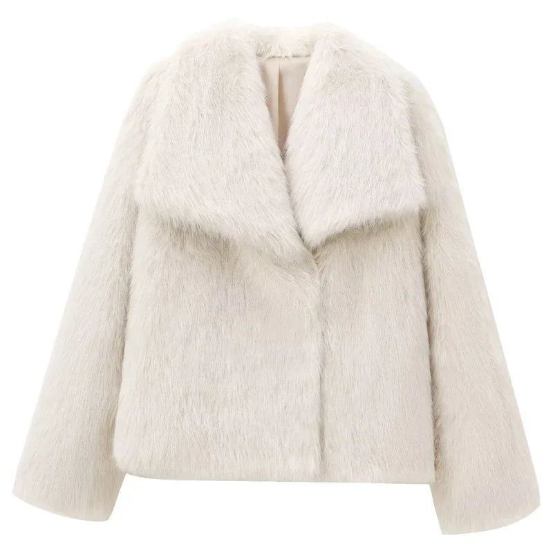 Dam Vinterjacka Plysch Varm Trendig Polyester 1