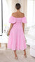 Dam Klänning Off-Shoulder Midi Sommarklänning Mjuk Tyg-4