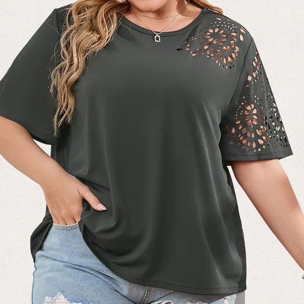 Variant image for Kvinna T-shirt Elegant Chiffonghalsring Mjuk Bomull-17