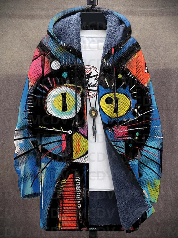 Variant image for Dam Kappa Mysig Fleece Kattmönster Loose Fit-15