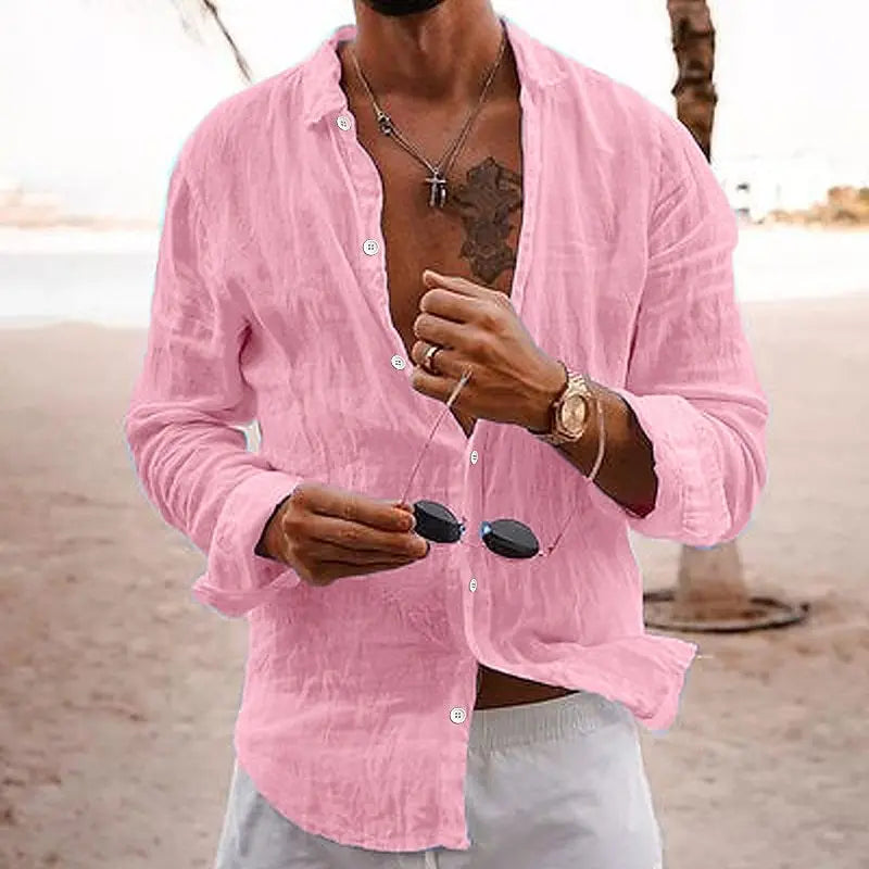 Variant image for Herr Linne Skjorta Andningsbar Casual Stil-37