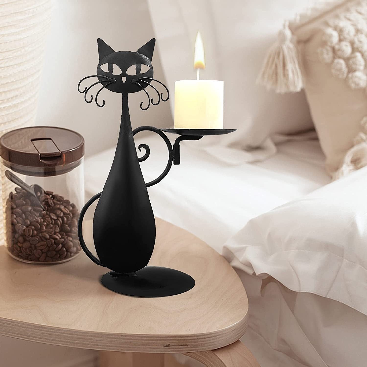 Svart katt Ljusstake