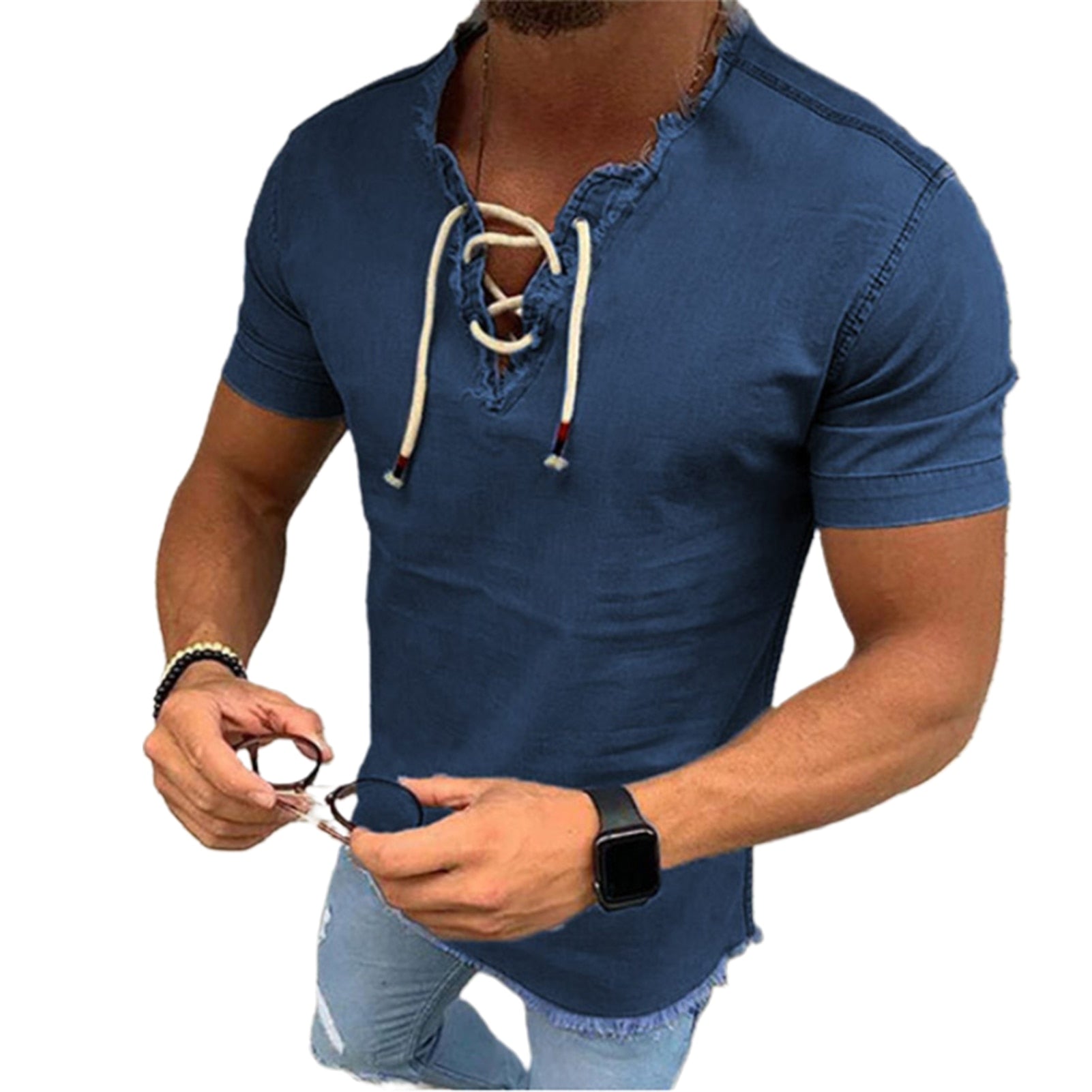 T-shirt med snörning för män