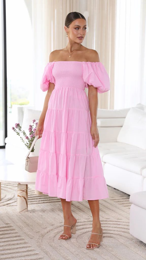 Dam Klänning Off-Shoulder Midi Sommarklänning Mjuk Tyg-2