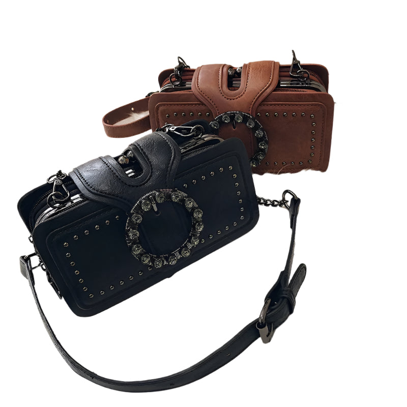 Kvinnors Crossbody Väska Vintage Spänne PU-Läder 2