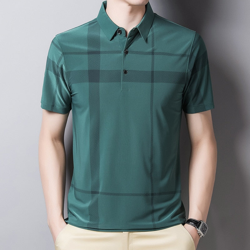 Slim-Fit Plaid Polo för män