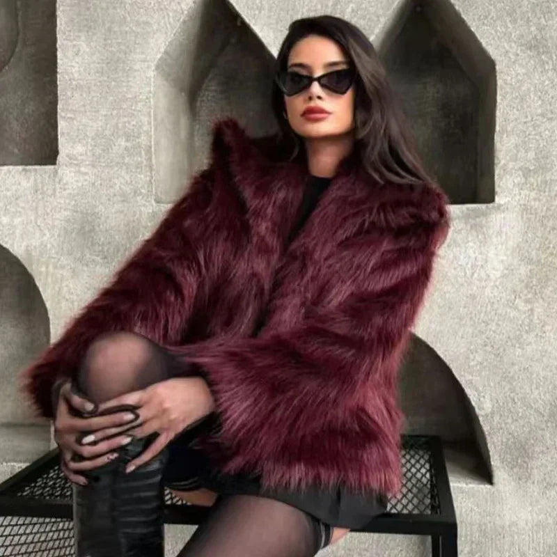 Dam Vinterjacka Plysch Varm Trendig Polyester 2