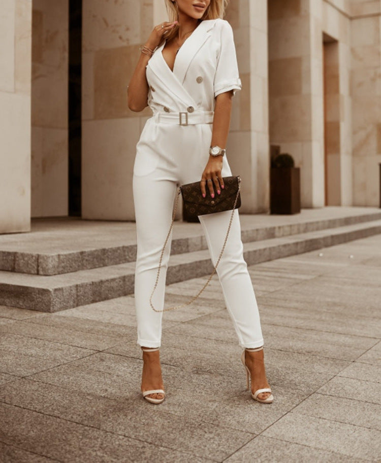 Variant image for Dam Jumpsuit V-Hals Halvärmar Polyester Elegant och Bekväm-6