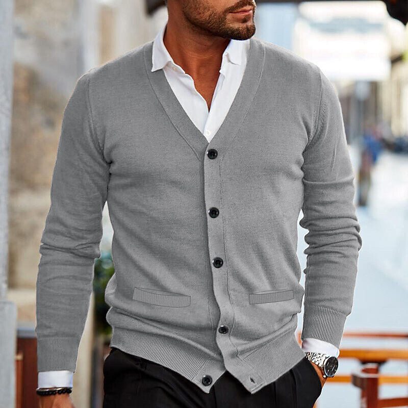 Cardigan Herr Modern Design Mjuk Material med Fickor 6