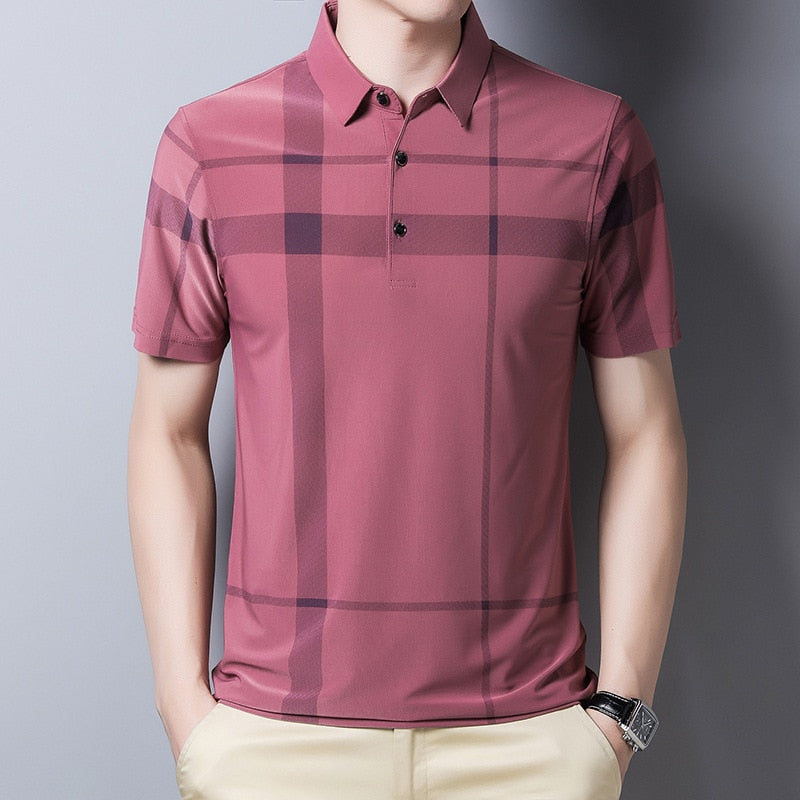 Slim-Fit Plaid Polo för män