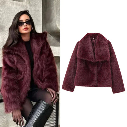 Dam Vinterjacka Plysch Varm Trendig Polyester 5