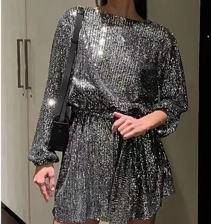 Festklänning Dam Glamour med Glittrande Paljetter i Polyester 5