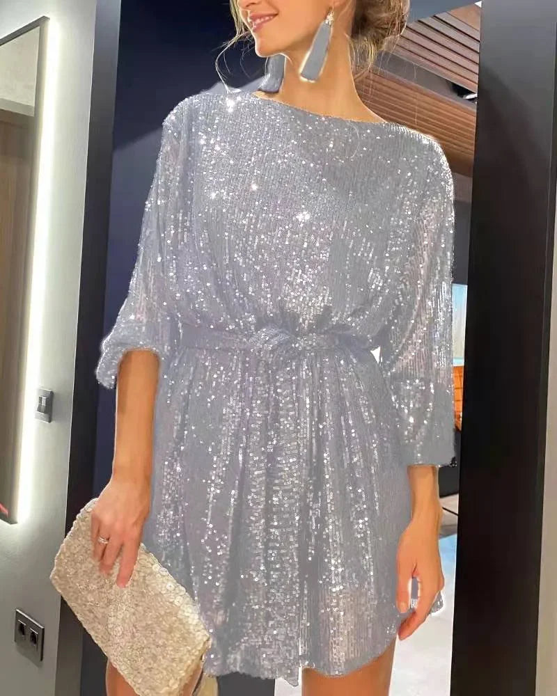 Festklänning Dam Glamour med Glittrande Paljetter i Polyester 4