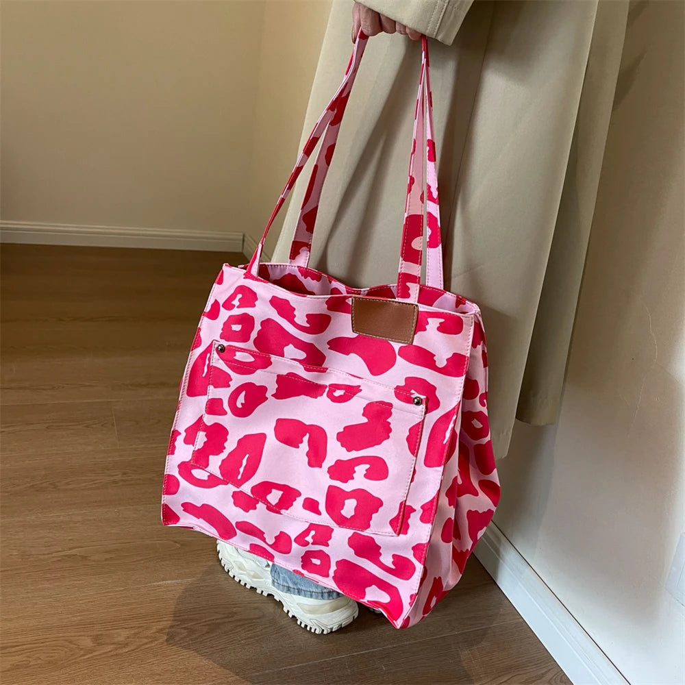 Överdimensionerad Axelväska med Leopardmönster