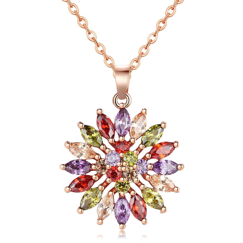 Skimrande Zircon Floral Halsband