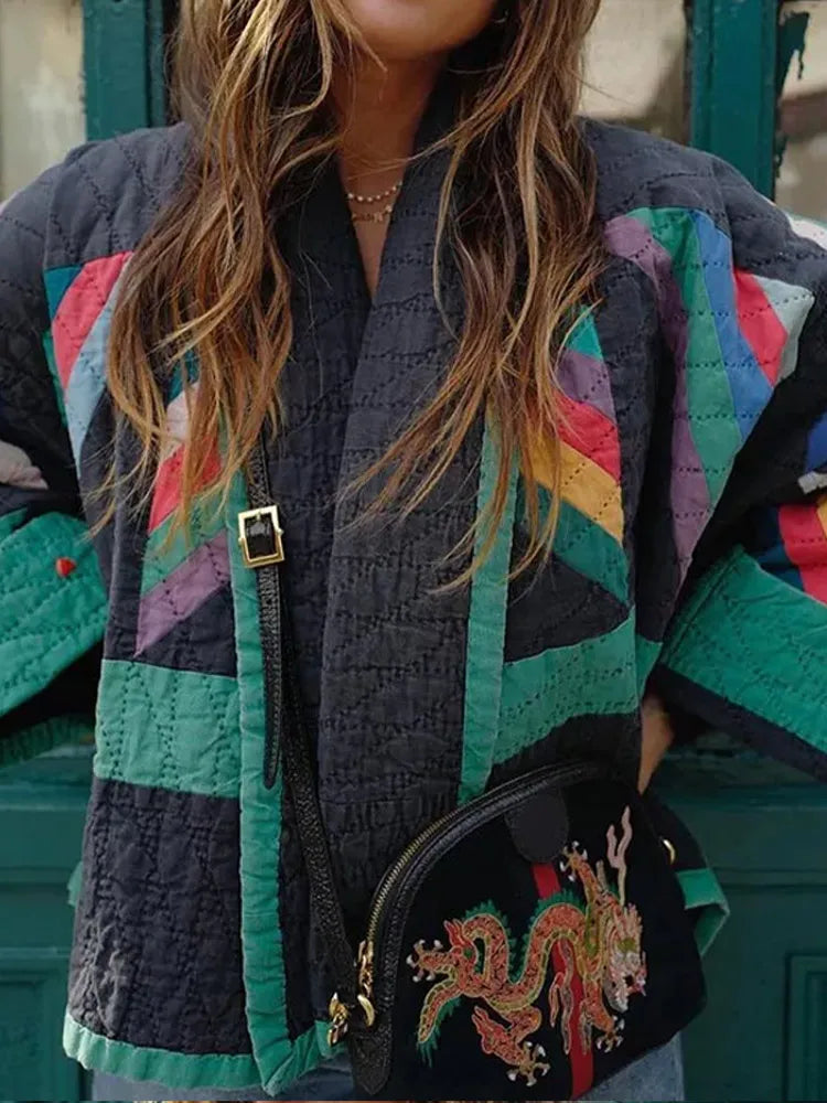 Damjacka Vadderad Randig Polyester för Kalla Dagar 5