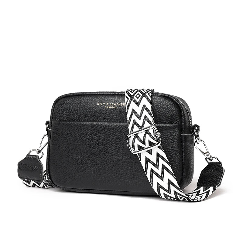 Crossbody-väska i läder av hög kvalitet - 22x15x8 cm