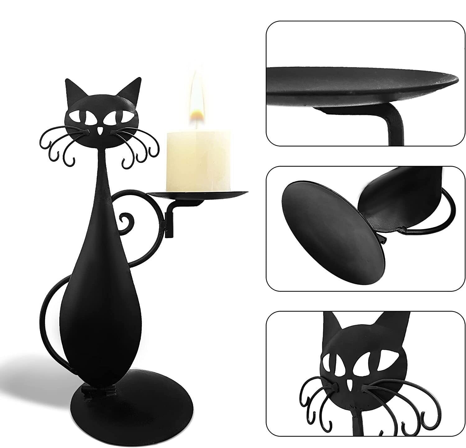 Svart katt Ljusstake