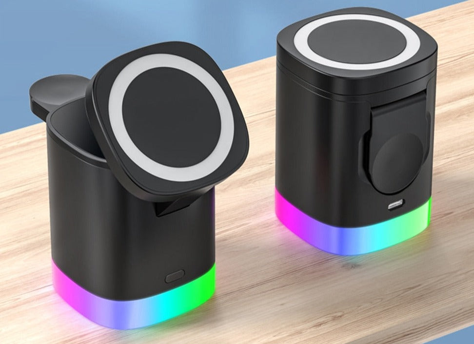 3-i-1 LED trådlös stativladdare