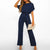 Dam Jumpsuit Bred Ben Snörning Mjuk Polyester-5