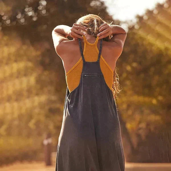 Kvinnors Jumpsuit Lätt Bomull Lång Ärm Loose Fit-2