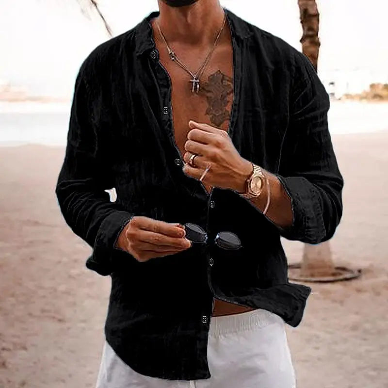 Variant image for Herr Linne Skjorta Andningsbar Casual Stil-17