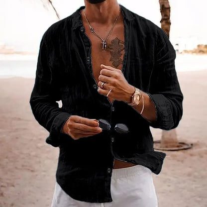 Variant image for Herr Linne Skjorta Andningsbar Casual Stil-17