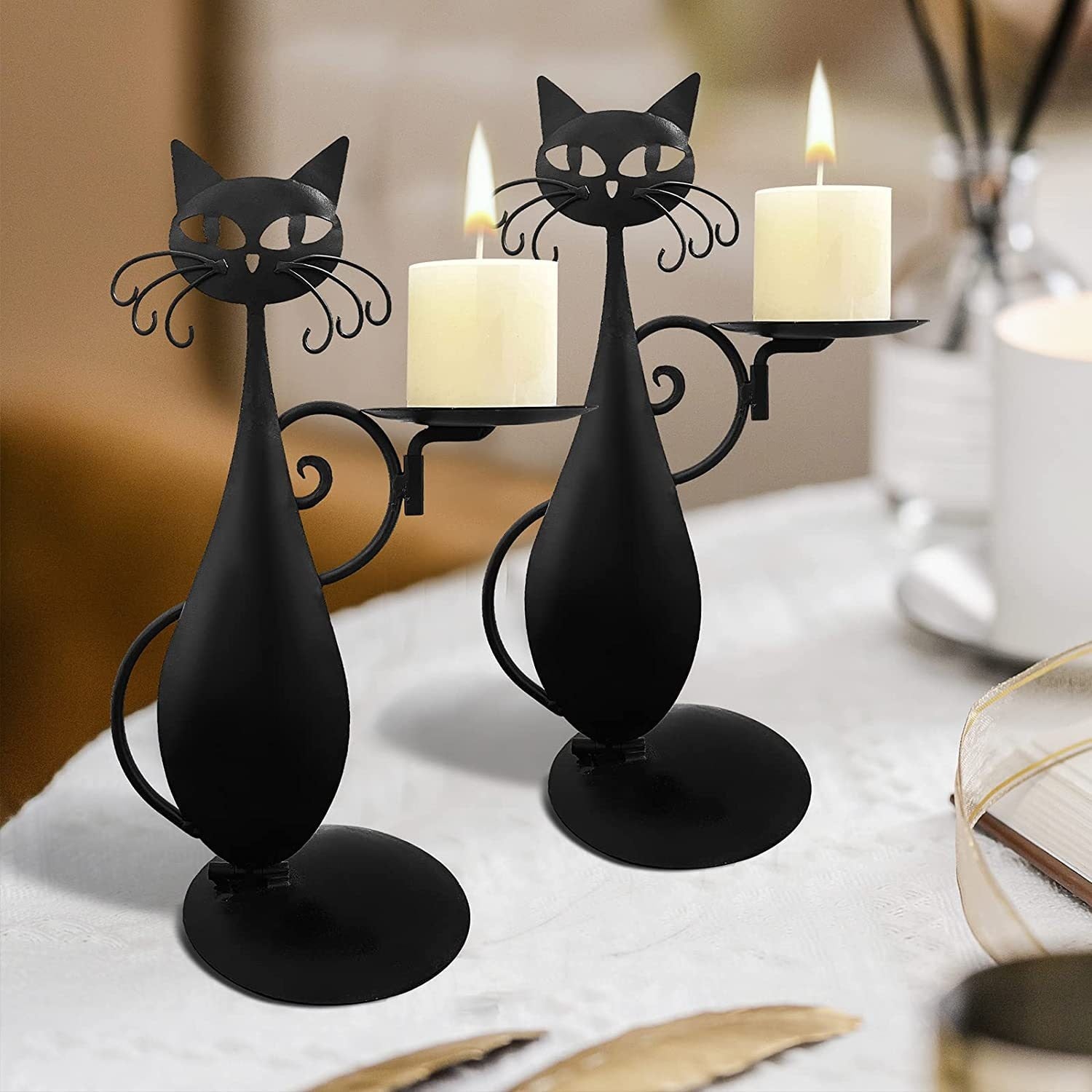 Svart katt Ljusstake