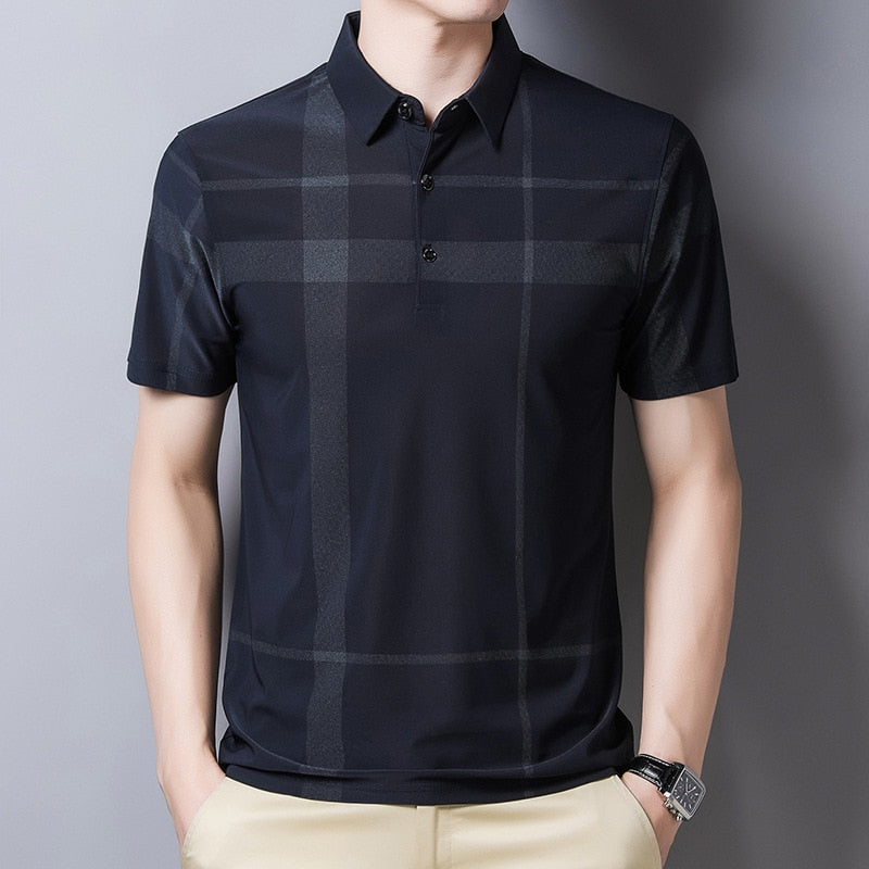 Slim-Fit Plaid Polo för män