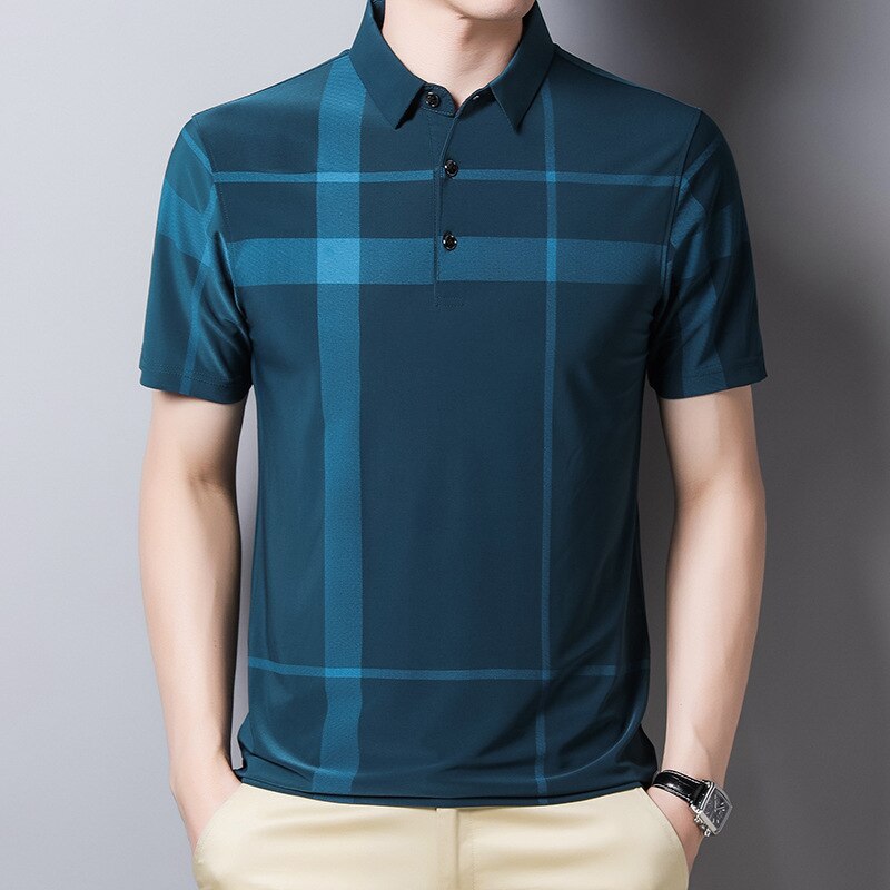 Slim-Fit Plaid Polo för män