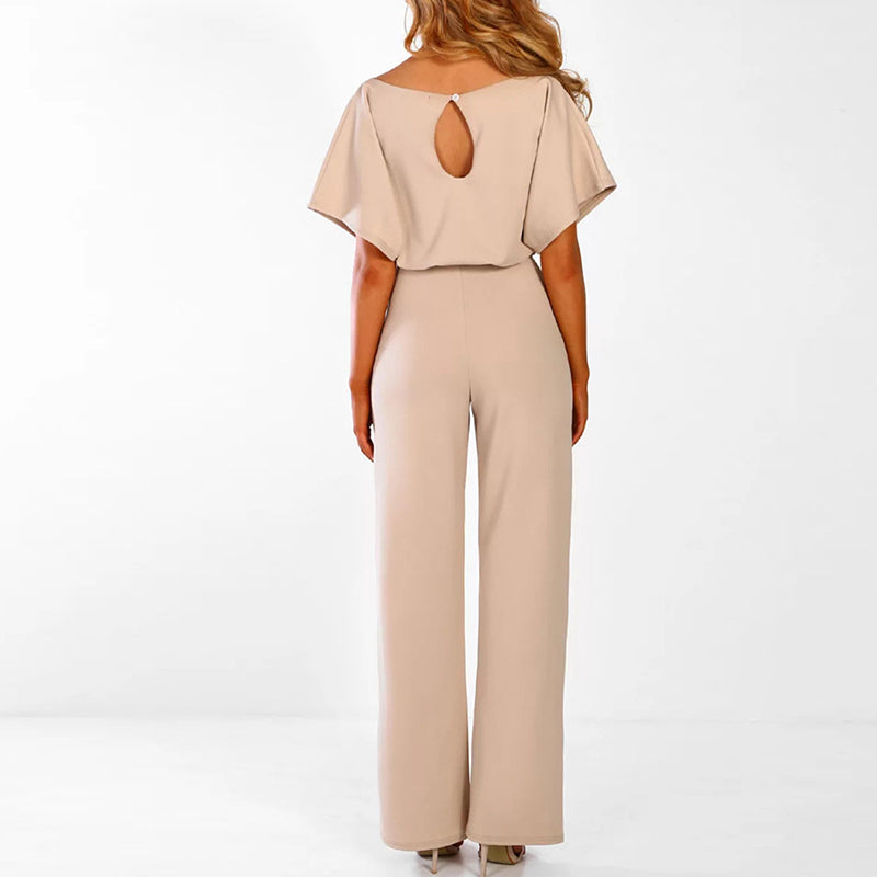 Dam Jumpsuit Bred Ben Snörning Mjuk Polyester-2