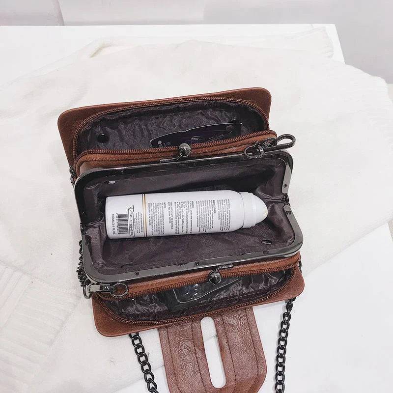 Kvinnors Crossbody Väska Vintage Spänne PU-Läder 3