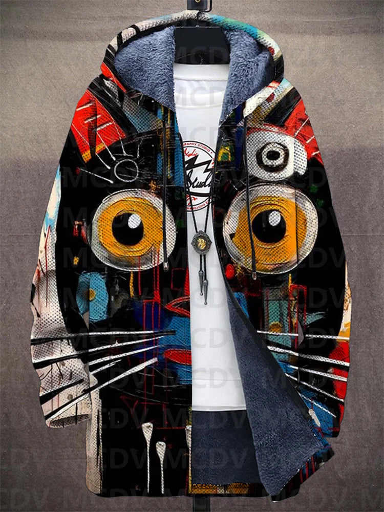 Variant image for Dam Kappa Mysig Fleece Kattmönster Loose Fit-1