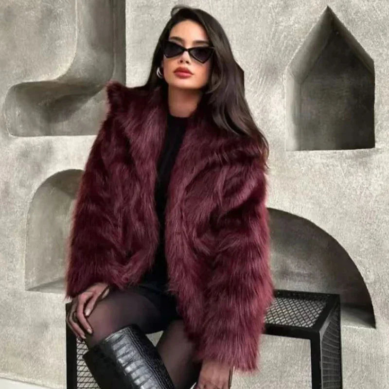 Dam Vinterjacka Plysch Varm Trendig Polyester 3
