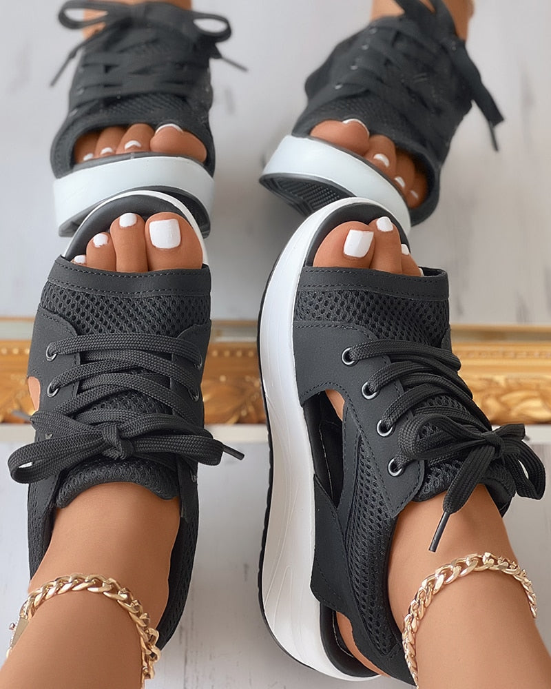Chic Panelklädda Snörskor Sandaler