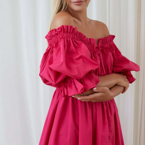 Damklänning Off-Shoulder Lekfull Elegans Elastisk Polyester-1