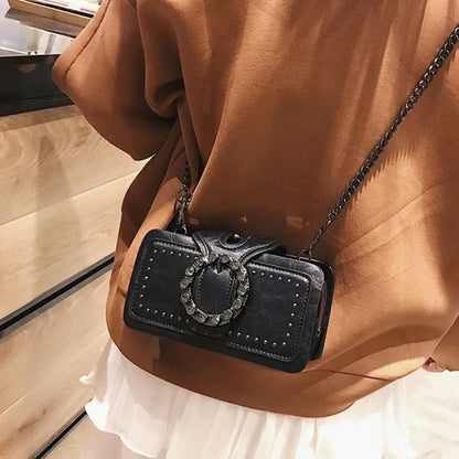 Kvinnors Crossbody Väska Vintage Spänne PU-Läder 5
